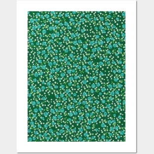 Green Floral Pattern Posters and Art